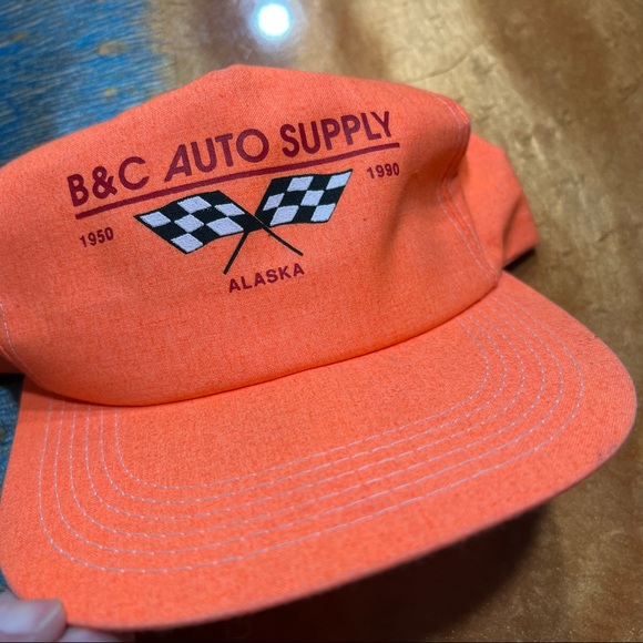 Vintage Accessories Vintage 9s Neon Orange Snapback Hat Alaska Auto